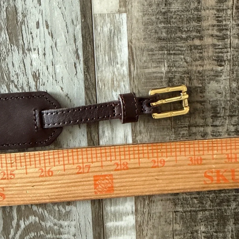 Tory Burch Boho Woven Leather Belt XS Brown Black Cream Geometric Gold Buckle